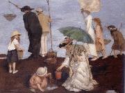 Rupert Bunny Shrimp fishers at Saint-Georges painting